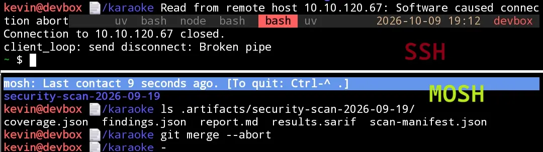 SSH disconnecting while Mosh retains its session