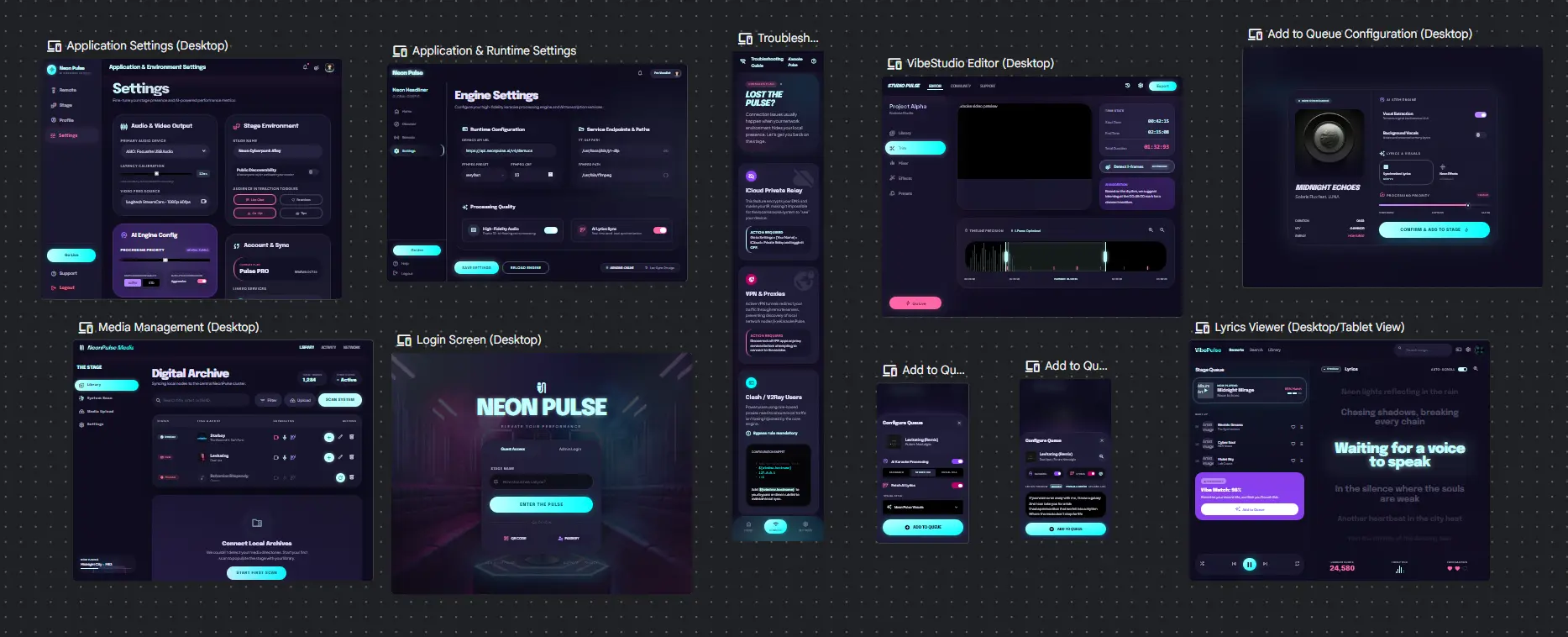 Google Stitch screen designs for the karaoke app