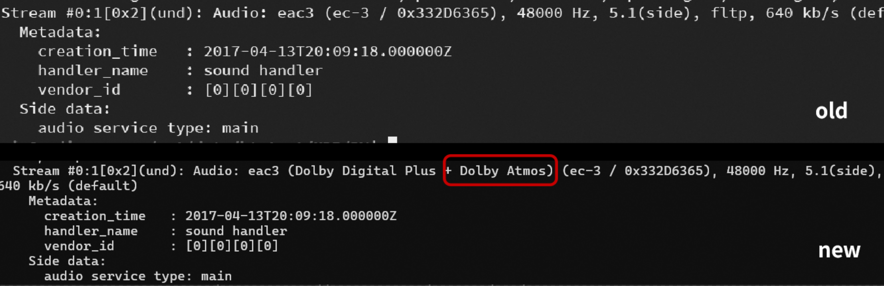 Terminal showing the ffmpeg installation used by the project