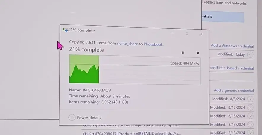 Windows VM copying files from the host’s network share at 404 MB/s over VirtIO