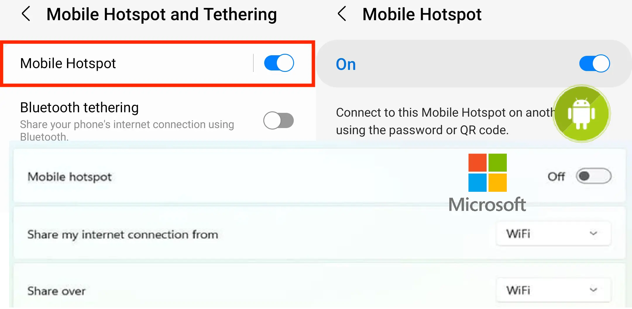 Mobile hotspot sharing a Wi-Fi connection