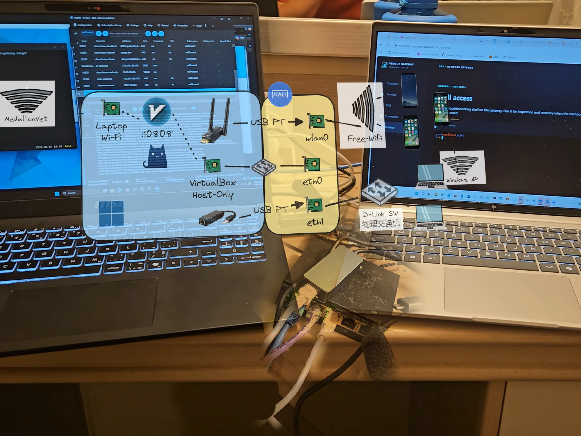VirtualBox Wi-Fi Gateway physical architecture